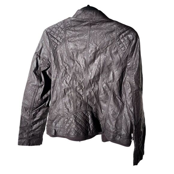 Women's Cavalini Brown Faux‎ Leather Jacket with Quilted Accents Size Medium - Picture 5 of 8